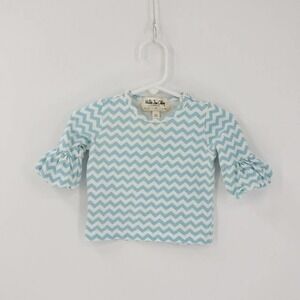 Matilda Jane Chevron Stripe Bell Sleeve Top Size 12M Blue White